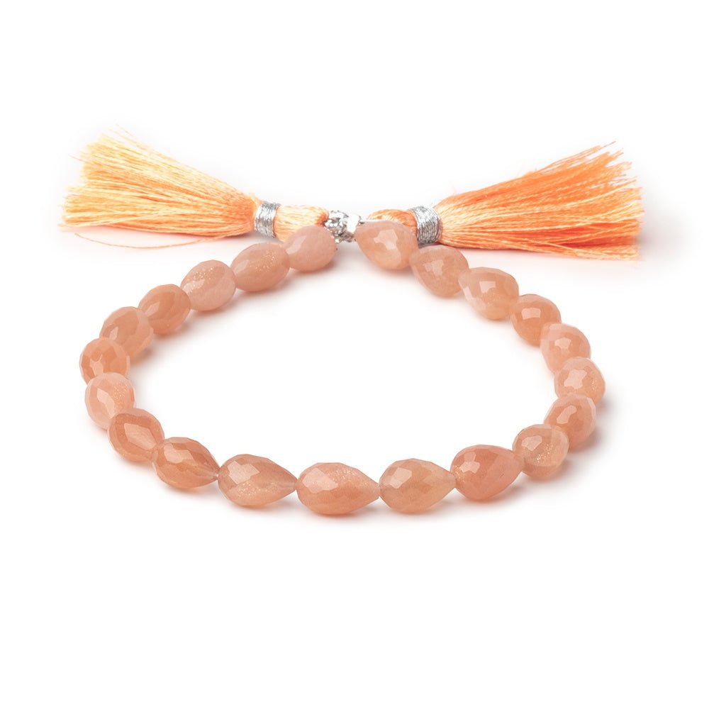 7.5-9.5mm Peach Moonstone Straight Drill Tear Drop 7.25 in 20 Beads