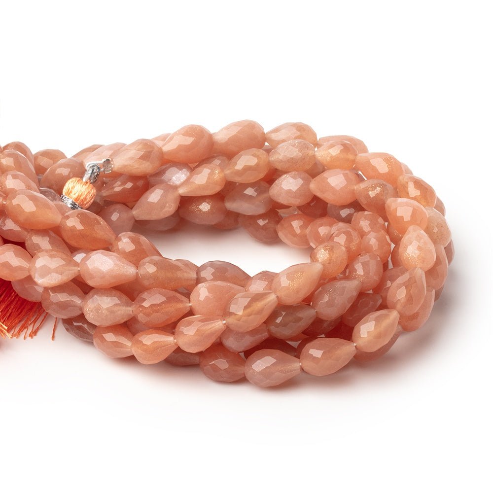 7.5-9.5mm Peach Moonstone Straight Drill Tear Drop 7.25 in 20 Beads