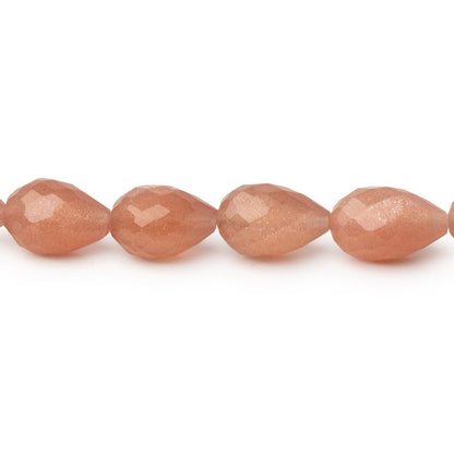 7.5-9.5mm Peach Moonstone Straight Drill Tear Drop 7.25 in 20 Beads