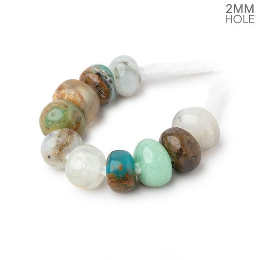 7.5-9mm Blue Peruvian Opal 2mm Large Hole Plain Rondelle Set of 10 Beads