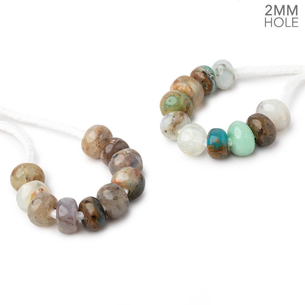 7.5-9mm Blue Peruvian Opal 2mm Large Hole Plain Rondelle Set of 10 Beads