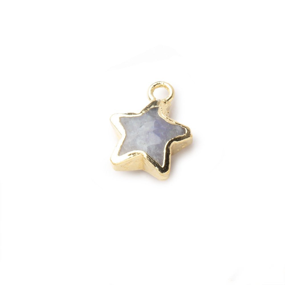 7.5-9mm Gold Leafed Rainbow Moonstone Faceted Star Focal Pendant 1 piece