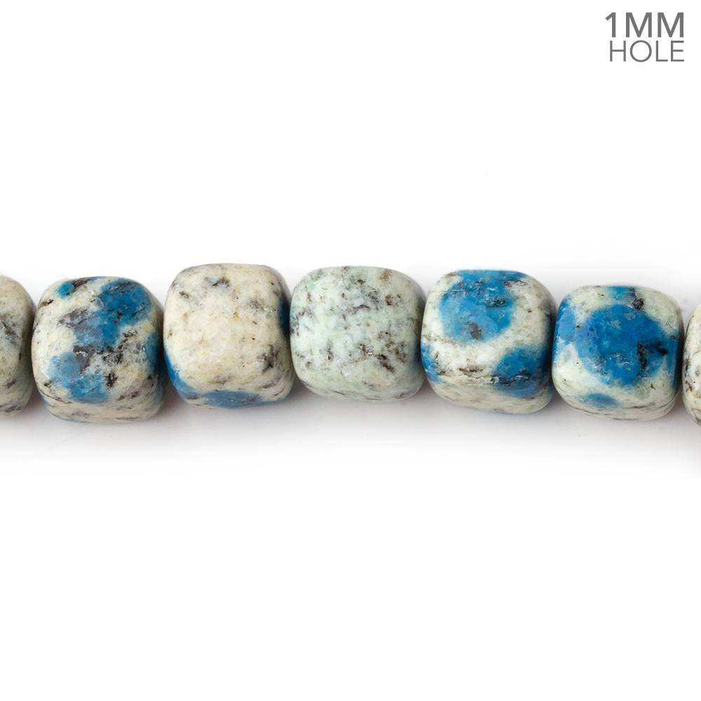 7.5-9mm K2 Azurite Granite "K2 Jasper" plain cubes 16 inch 45 beads 1mm large hole