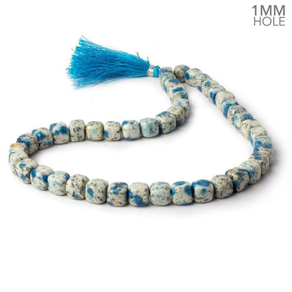 7.5-9mm K2 Azurite Granite "K2 Jasper" plain cubes 16 inch 45 beads 1mm large hole