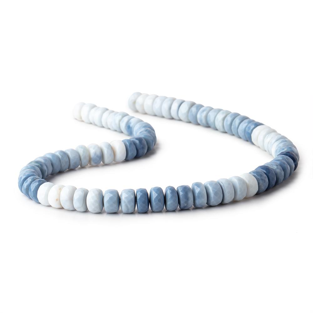 7.5-9mm Owyhee Denim Blue Opal Faceted Rondelle Beads 14 inch 74 pieces
