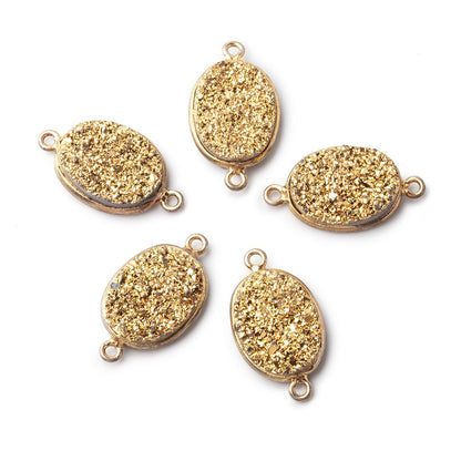 23x13mm Titanium Gold plated Bezeled Oval Drusy Connector 1 piece