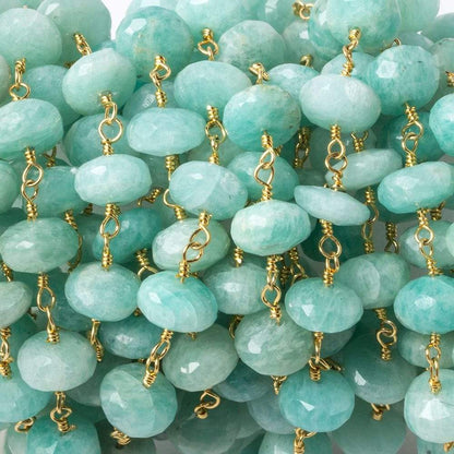 7.5mm Amazonite faceted rondelle Vermeil Chain by the foot 29 pieces