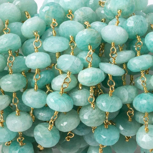 7.5mm Amazonite faceted rondelle Vermeil Chain by the foot 29 pieces