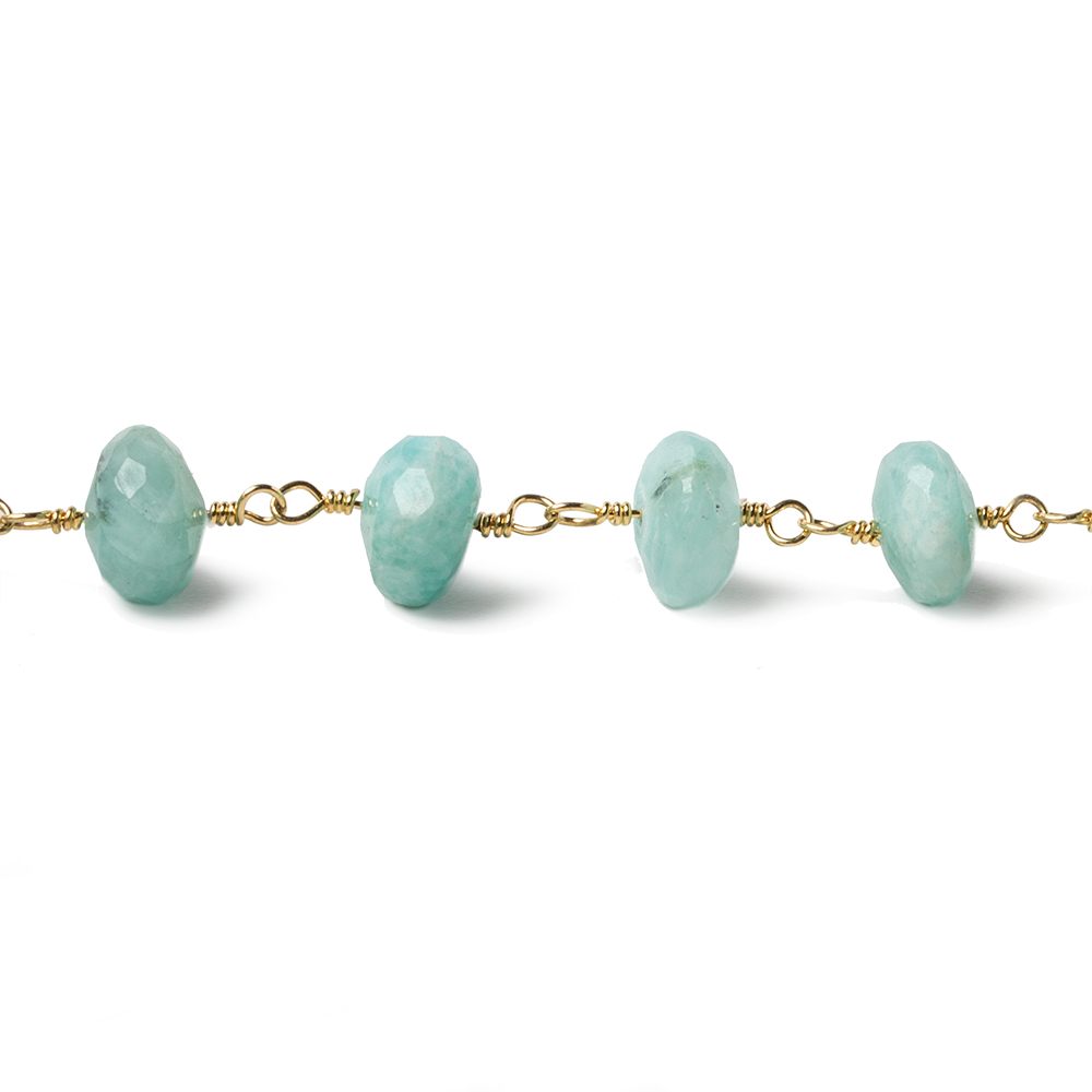 7.5mm Amazonite faceted rondelle Vermeil Chain by the foot 29 pieces