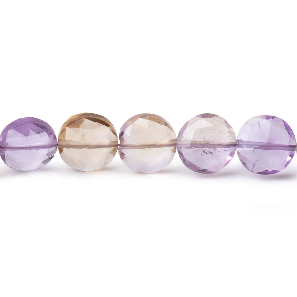 7.5mm Ametrine Faceted Coin Beads 16 inch 53 pieces