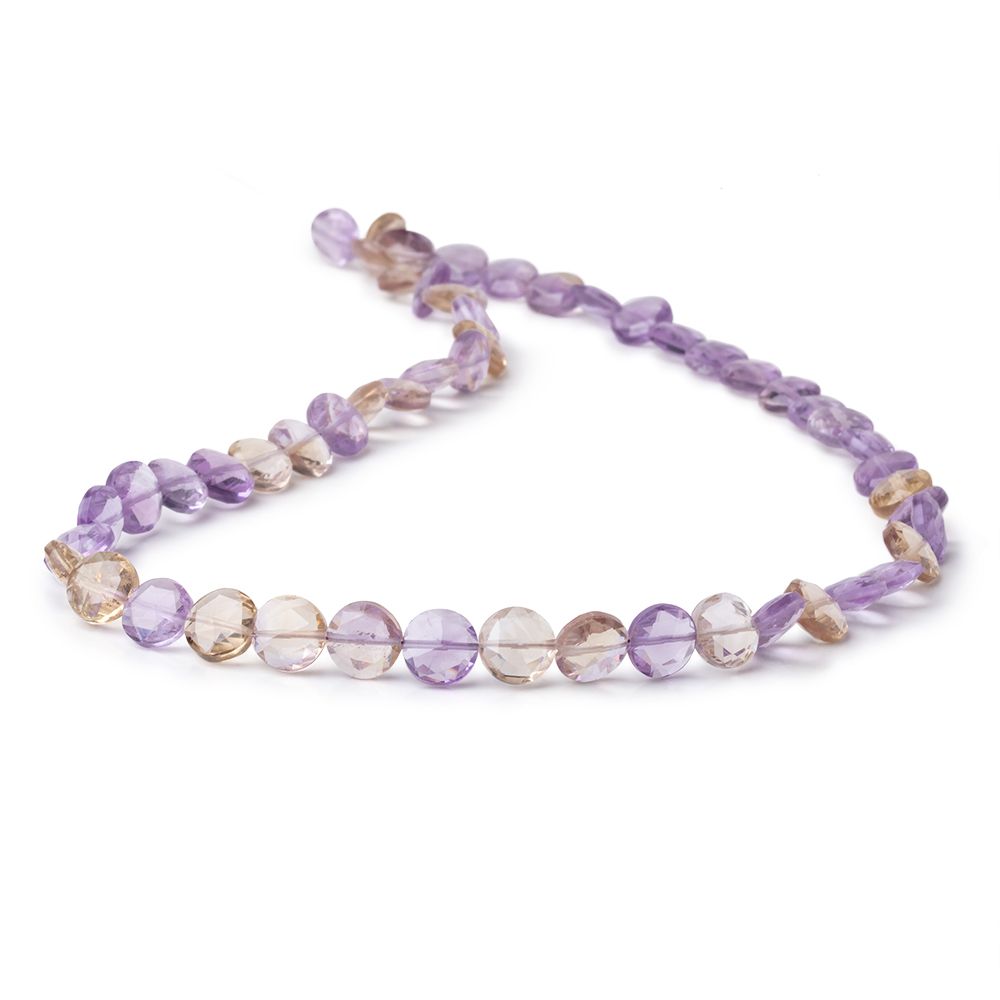 7.5mm Ametrine Faceted Coin Beads 16 inch 53 pieces