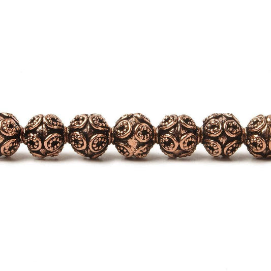 7.5mm Antiqued Copper Bali Design 8 inch 27 pcs