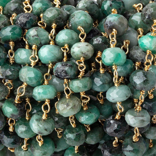 8-8.5mm Brazilian Emerald faceted rondelles on Vermeil Chain