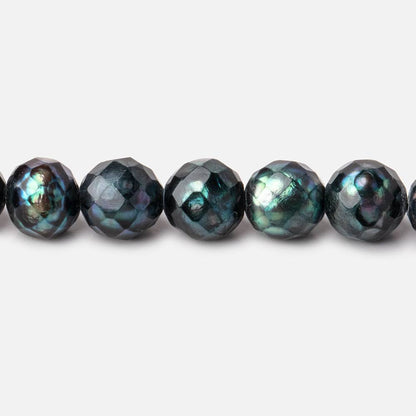 7.5mm Dark Teal Faceted Round Freshwater Pearls 16 inch 51 pieces