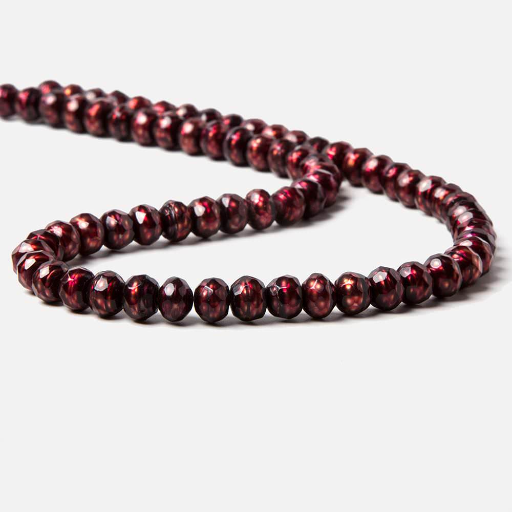 7.5mm Deep Ruby Red faceted button center drill freshwater Pearls  71 pieces