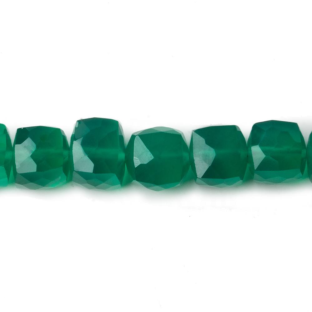 8mm Green Onyx Faceted Cube Beads, 9 inch strand 29pcs/str