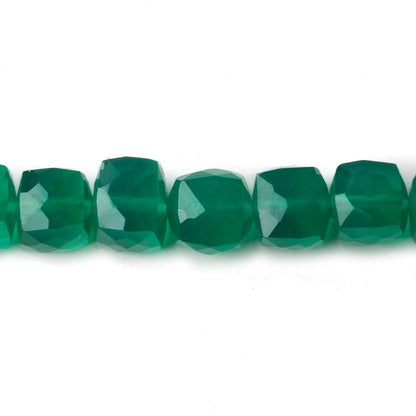 8mm Green Onyx Faceted Cube Beads, 9 inch strand 29pcs/str