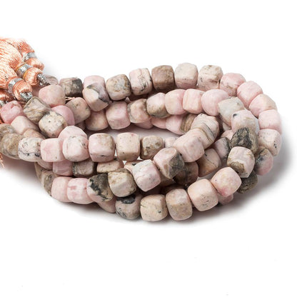 7.5mm Matte Rhodochrosite plain cube beads 7.5 inch 26 pieces