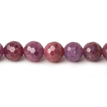 7.5mm Multi Color Sapphire and Ruby Faceted Round Beads 51 pieces 15.5 inch