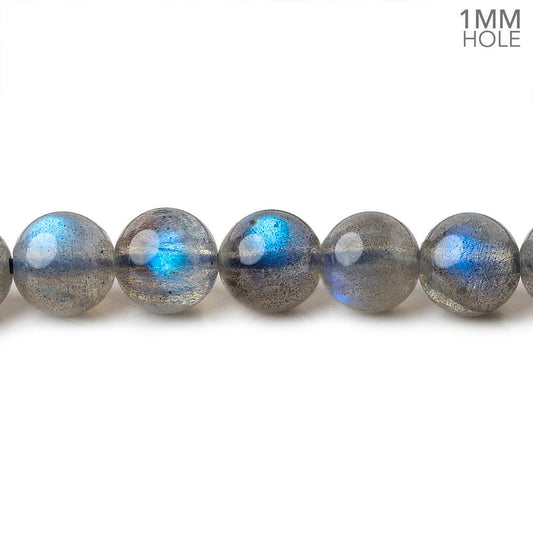 7.5mm Neon Blue flash Labradorite plain rounds 15 inch 52 beads AA