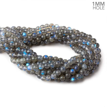 7.5mm Neon Blue flash Labradorite plain rounds 15 inch 52 beads AAA