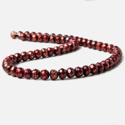 7.5mm Orangy Red faceted button center drill freshwater Pearls 67 pieces