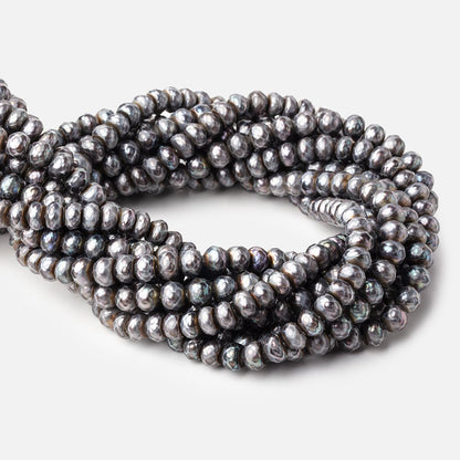 7.5mm Peacock Faceted Button Freshwater Pearls 16 inch 66 pieces