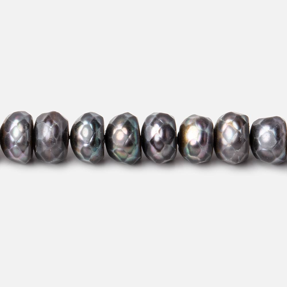 7.5mm Peacock Faceted Button Freshwater Pearls 16 inch 66 pieces