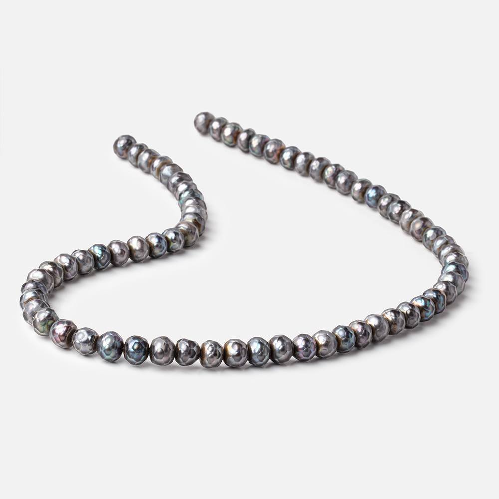 7.5mm Peacock Faceted Button Freshwater Pearls 16 inch 66 pieces