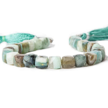 7.5mm Peruvian Blue Opal faceted cube Beads 8 inch 27 pieces