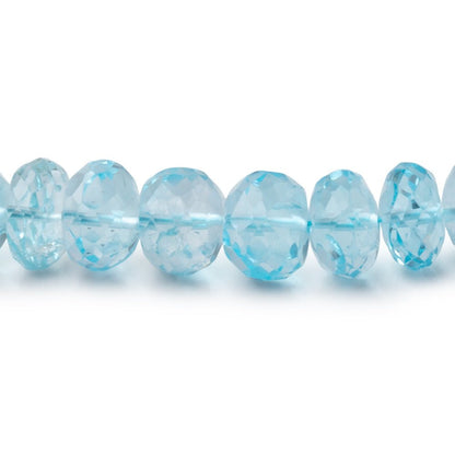 7.5mm Sky Blue Topaz Faceted Rondelles 17 inch 90 beads AA