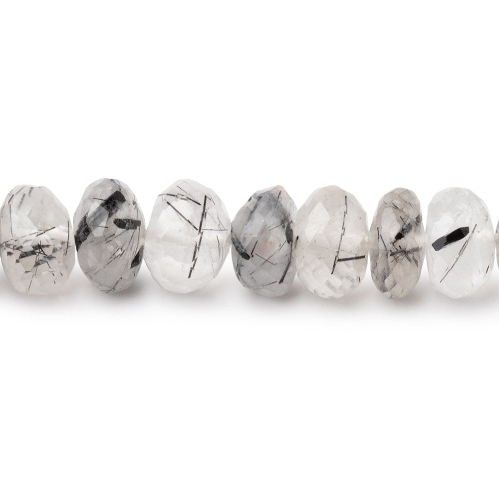 7.5mm Tourmalinated Quartz Faceted Rondelle 10.5 inch 55 Beads