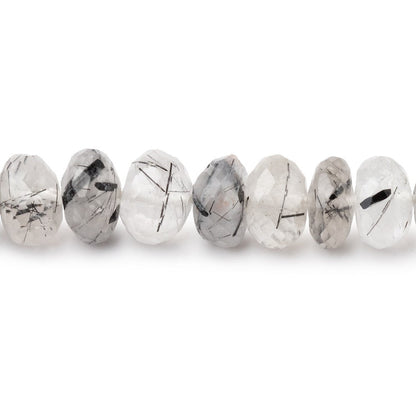 7.5mm Tourmalinated Quartz Faceted Rondelle 10.5 inch 55 Beads