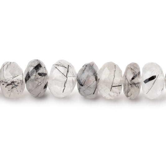 7.5mm Tourmalinated Quartz Faceted Rondelle 10.5 inch 55 Beads