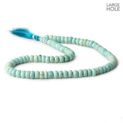 7.5mm Turquoise large hole faceted rondelle beads 16 inch 85 beads