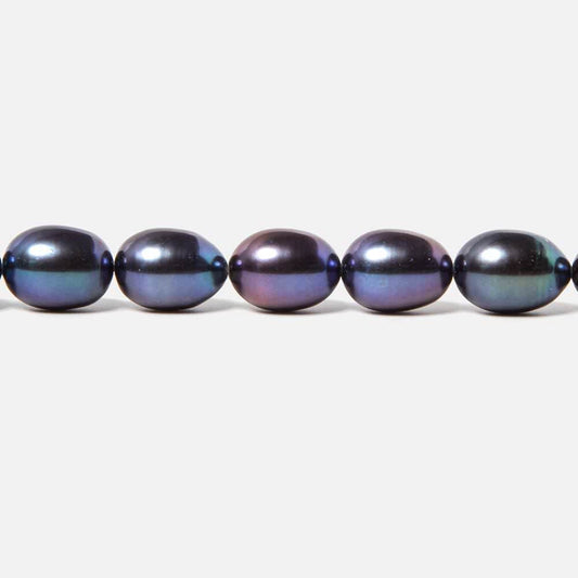 7.5x10mm Purple Peacock Straight Drill Oval Freshwater Pearl 40 pcs