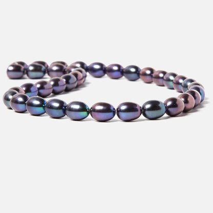 7.5x10mm Purple Peacock Straight Drill Oval Freshwater Pearl 40 pcs