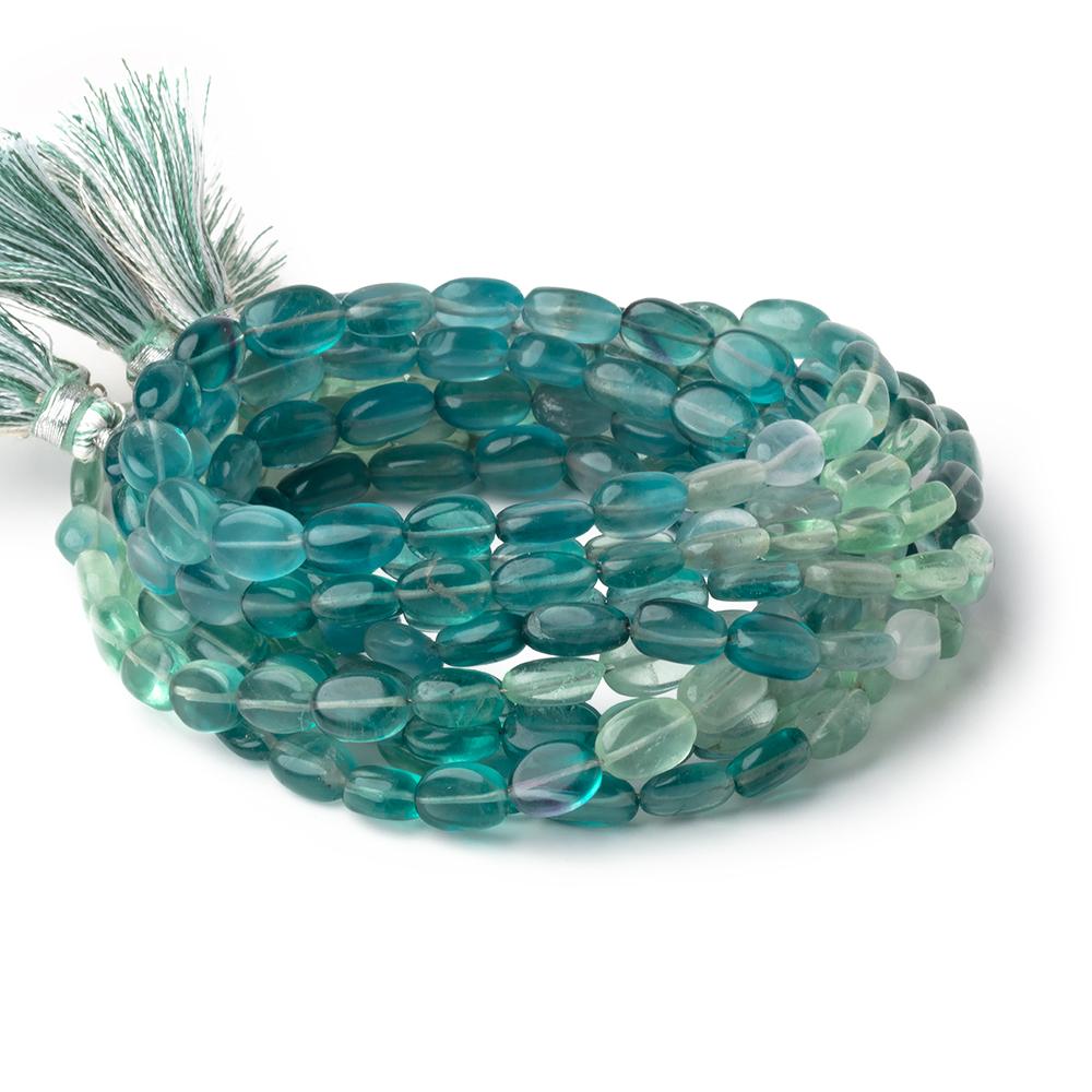 7.5x10mm Shaded Fluorite Plain Oval Beads 16 inch 40 pieces AA