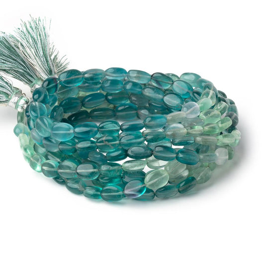 7.5x10mm Shaded Fluorite Plain Oval Beads 16 inch 40 pieces AA