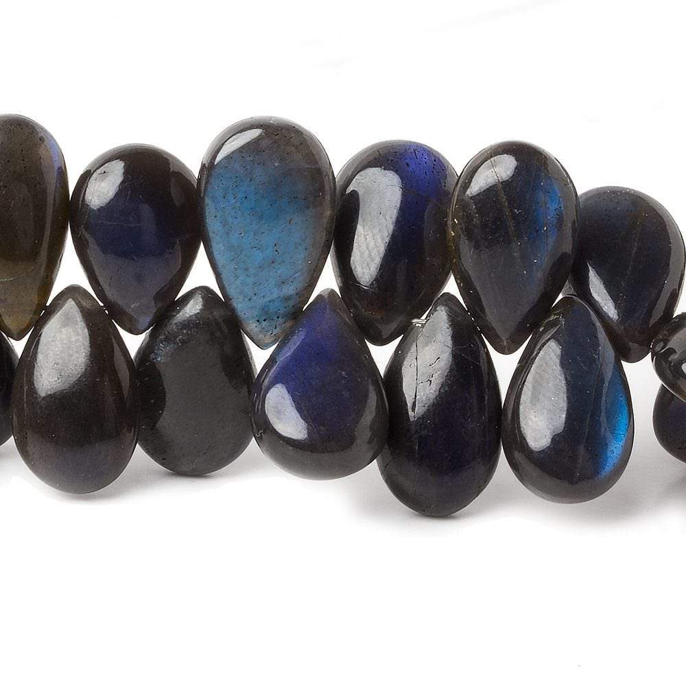 7.5x4-14x8.5mm Black Labradorite plain pear beads 13 inch 95 pieces AAA