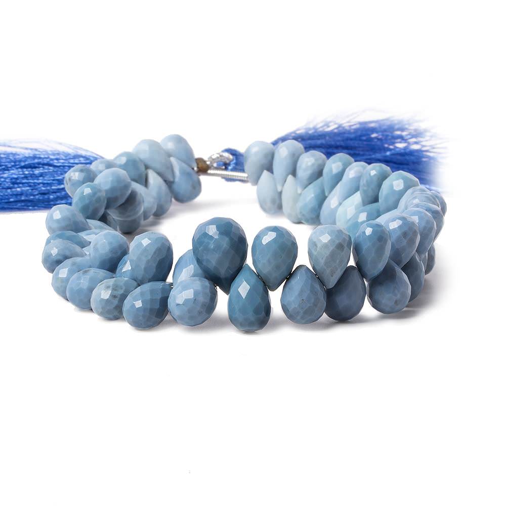 7.5x4-9.5x6.5mm Owyhee Natural Blue Opal faceted tear drops 8 inch 63 beads
