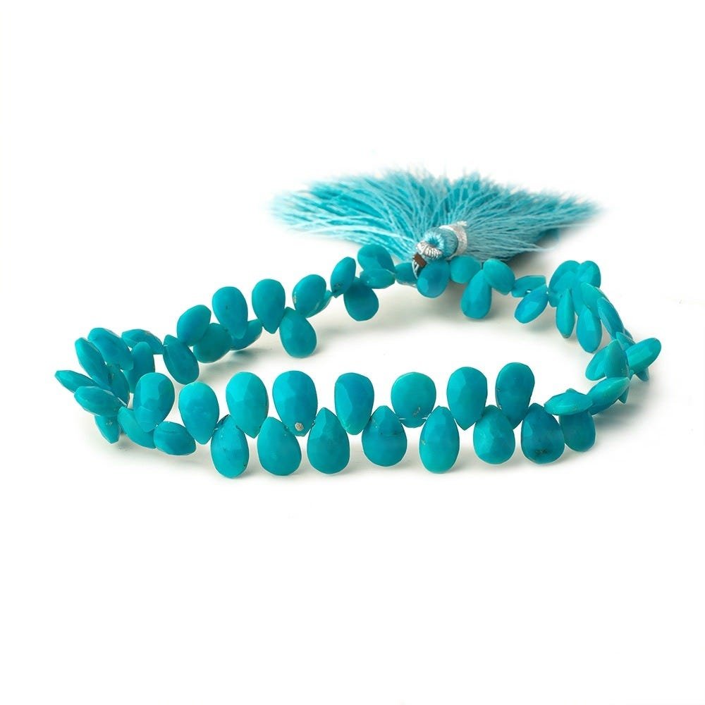 7.5x4.5-9x6mm Sleeping Beauty Turquoise Faceted Pear Beads 8.5 inch 62 pieces