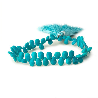7.5x4.5-9x6mm Sleeping Beauty Turquoise Faceted Pear Beads 8.5 inch 62 pieces