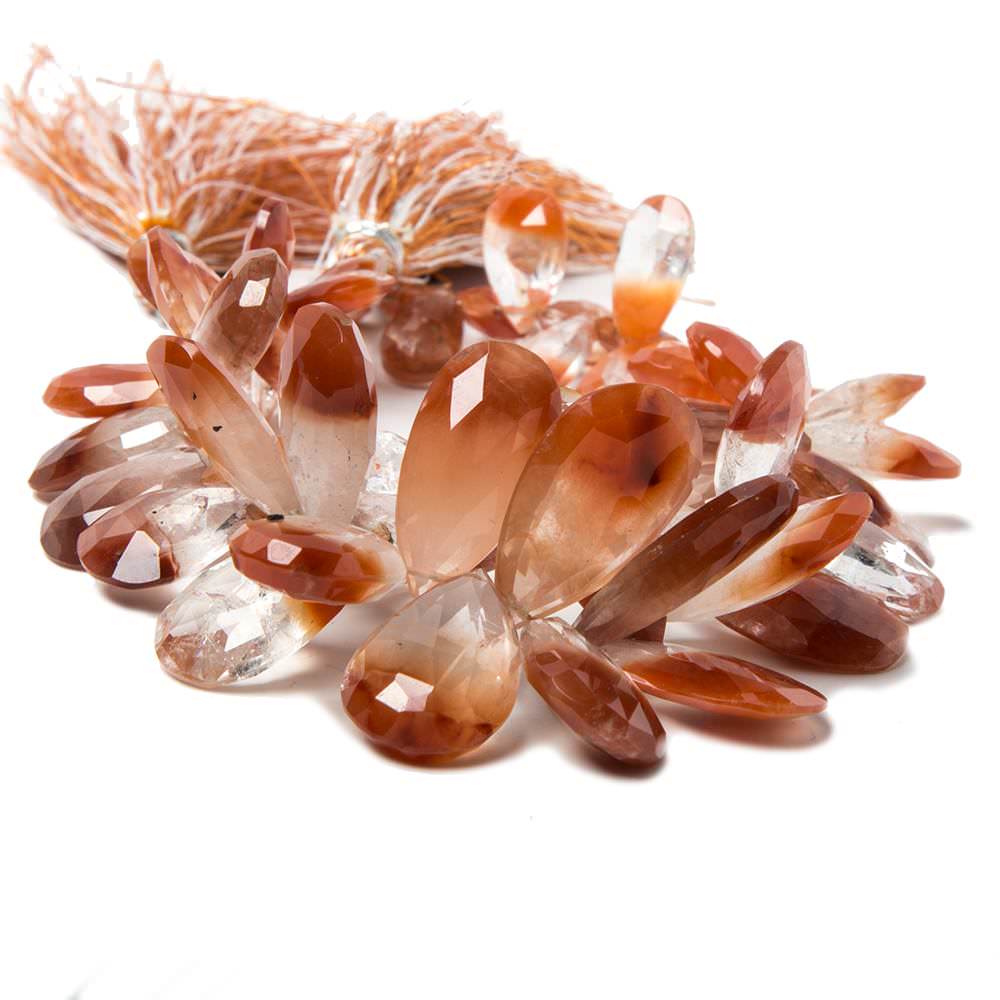 7.5x5-21x12.5mm Tangerine Quartz faceted pear beads 7.75 inch 55 pieces