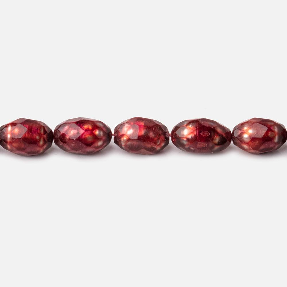 7.5x6-10x7mm Pomegranate Red Faceted Oval Freshwater Pearls 16 inch 42 pieces