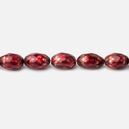 7.5x6-10x7mm Pomegranate Red Faceted Oval Freshwater Pearls 16 inch 42 pieces