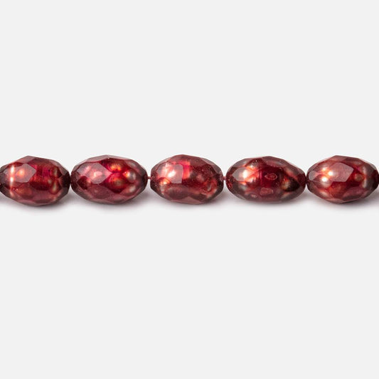7.5x6-10x7mm Pomegranate Red Faceted Oval Freshwater Pearls 16 inch 42 pieces