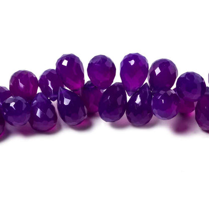 7.5x6-9.5x6mm Shaded Purple Chalcedony Faceted Tear Drop Beads 8 inch 71 pieces