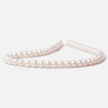 7.5x6-9x6.5mm Cream Off Round Freshwater Pearls 16 inch 56 pieces