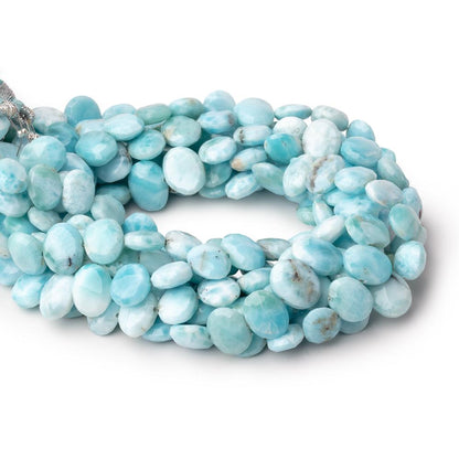7.5x6-9x7mm Larimar Faceted Oval Beads 8 inch 27 pieces